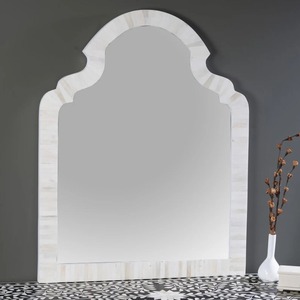 Miroir d'incrustation d'os minimal blanc unique parfait pour l'affichage de mur de décor à la maison Boho Chic et la décoration de chambre - Product Image 5