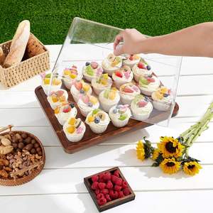 Bandeja de Madera Ecológica Clásica y Elegante de Alta Calidad con Tapa, Soporte para Pastel, Apta para Lavavajillas y Microondas, Decoración para Fiestas, Frutas y Postres - Product Image 4