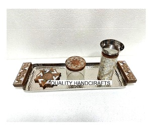 ถาดเสิร์ฟทรงเปลือกหอยมุกรูปสี่เหลี่ยมผืนผ้าสุดสร้างสรรค์พร้อมที่วางชาม1ชิ้นถาดรองแก้วอะคริลิกถาดเสิร์ฟ - Product Image 1