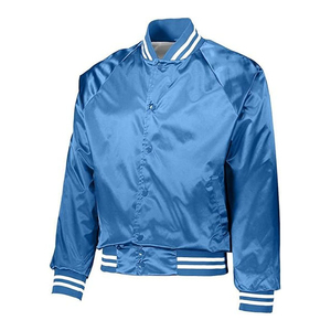 Chaqueta Universitaria Azul Satinada con Logotipo Personalizado para Hombre, Chaqueta Universitaria Bulls, Precio al por Mayor, Elegante y de Calidad con Servicio OEM - Product Image 6