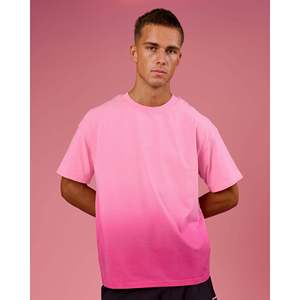 T-shirt Oversize BCAM Ombre en Coton Mélangé Premium Rose Pâle à Rose Ultra - Product Image 2