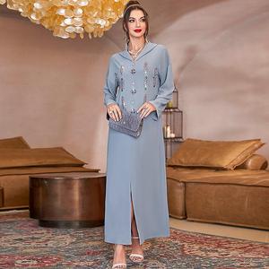 Dubai Jalabiya caftán marroquí nuevas mujeres musulmanas árabe caftán islámico Maxi Vestido de manga larga árabe Jilbab Abaya al por mayor Fro - Product Image 3