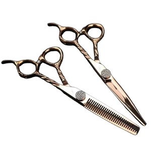 JEXMOO ENTERPRISES Ensemble de 2 ciseaux multifonctionnels en acier inoxydable faits à la main pour droitiers, bord lisse, multicolores - Product Image 2