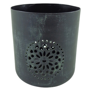 Portavelas votivo redondo de Metal al por mayor tarro de vela de pátina gris para la decoración del hogar y de la boda hecho a mano a granel - Product Image 1