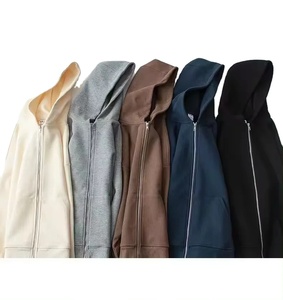 Sweat à capuche unisexe à épaules tombantes avec fermeture éclair, poids lourd 400 GSM, logo personnalisé, 100% coton molletonné, motif uni, saison hivernale, grande taille - Product Image 2