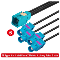 Connecteur TE Type 4-en-1 MINI FAKRA Z vers 4 FAKRA Z mâle/femelle, câble coaxial RG174 50 Ohm de haute qualité