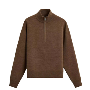 Jersey de punto vintage con cremallera y manga larga con logotipo frontal de colores personalizados para invierno de hombre - Product Image 5