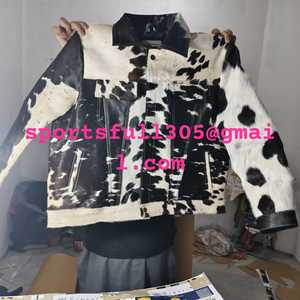 Handmade Women's Cowhide Leather Autumn/Winter Jacket <b>Fabric</b> Natural <b>Cow</b> <b>Print</b> Breathable Stylish Featuring Crystal Button Nylon - Product Image 4