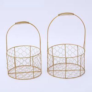 Rustic Flower Girl Basket Metal Wedding Handle Gold Weddings Iron <b>Storage</b> Petal Basket Flower Gift Square Flower Basket - Product Image 5