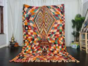 Fait à la main authentique bohème Boujaad marocain laine tapis à carreaux coloré Tribal abstrait motif bon prix usine directe - Product Image 6