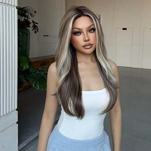 Bianca-DWY 13x6 Balayage Blonde <b>Brown</b> Natural Wavy Free Part Synthetic <b>Wig</b> with Transparent Lace Front - Product Image 1