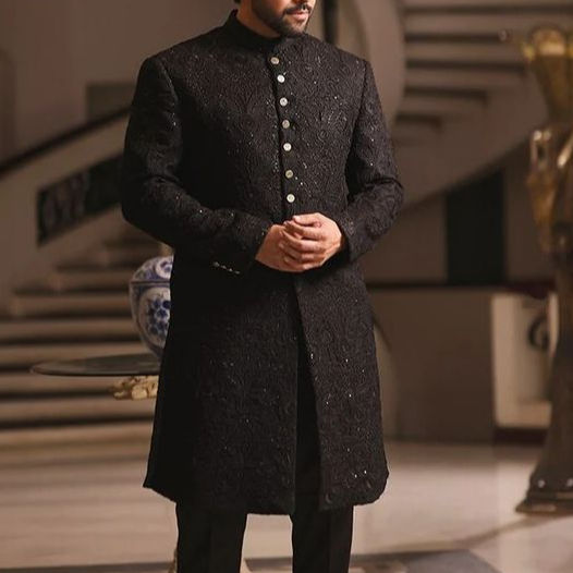 Black Sherwani Groom Footwear With Sherwani Stylish Sherwani Shoes