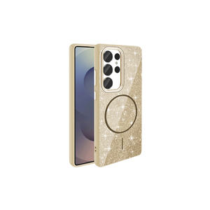 Coque de luxe Netzy en silicone blanc avec paillettes pour chargement sans fil MagSafe, compatible Samsung Galaxy S25 Ultra, finition électroplaquée - Product Image 3