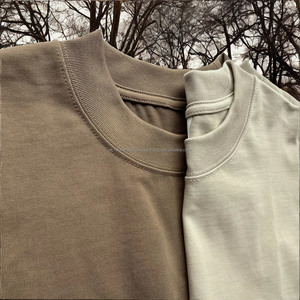 T-shirt en coton biologique 100% de haute qualité, 350 grammes, col épais, uni, DTG, surdimensionné, luxe, pour homme, tricoté lourd, vente chaude - Product Image 4