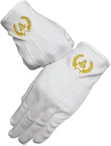 Fabricante profesional guantes masónicos de alta calidad bordado blanco 100% algodón trabajo manual guantes masónicos Regalia - Product Image 5