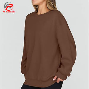 Sudadera con capucha de gran tamaño para otoño e invierno con diseño personalizado, sudadera informal de manga larga de Color sólido, jersey con cuello redondo, sudadera holgada - Product Image 3
