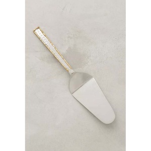 Gold Plated Stainless Steel Cake Server Set with <b>Twig</b> Handle Spatula & Slicer <b>for</b> Dessert Use Metal Material - Product Image 3