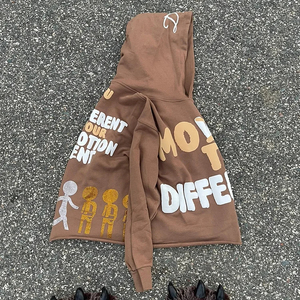 Sweat à capuche imprimé bouffant 3D 100% coton personnalisé pour hommes Boxy Fit ourlet brut surdimensionné de haute qualité éponge en relief impression printemps saison XS - Product Image 3