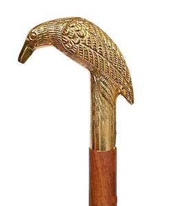 Canne de marche vintage corbeau doré manche en laiton manche noir bâton en bois laiton massif fait à la main Style cadeau bois Antique - Product Image 1