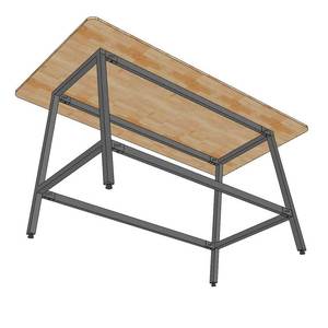 Industrial 200x100x105cm Standing Conference <b>Table</b> A-<b>Shaped</b> Iron Legs Rubber Wood Office Furniture for Conference Room HBMN036 - Product Image 4