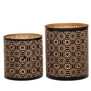 Porte-bougie votif en métal fer forgé fait main en Inde, finition dorée, forme ronde, pour la décoration de Noël, de la maison et des mariages - Product Image 6