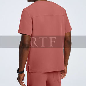 Haute qualité col en v infirmière costumes manches longues femmes/hommes uniformes hospitaliers bruts fins gommages médicaux pour les saisons d'automne - Product Image 3