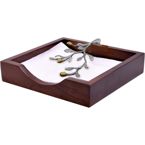 Porte-serviettes en tissu pour décoration de table en gros, porte-serviettes en bois artisanal avec ornement en feuille de laiton décoratif pour utilisation sur table d'hôtel - Product Image 3