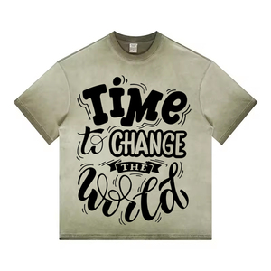 Camisetas de media manga de gran tamaño con lavado ácido de alta calidad, diseño de logotipo personalizado para hombres, ropa de calle Vintage, moda informal de algodón desteñido - Product Image 6