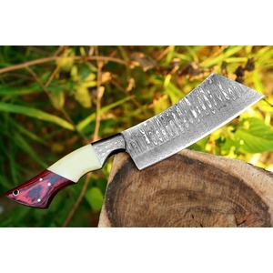 Cuchillo de cocina de acero damasco profesional al por mayor con mango de madera y hueso característica afilada de alta calidad - Product Image 5