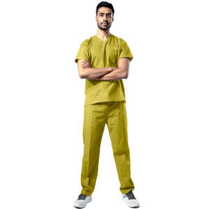 Conjunto médico personalizado para hombre, transpirable, cuello en V, manga corta, Top y pantalones, uniforme de enfermera de hospital, ropa de salud OEM - Product Image 1
