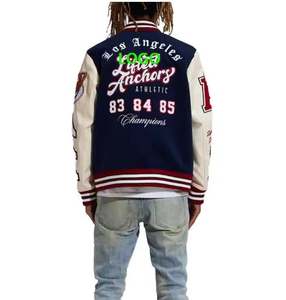 Vente en gros OEM personnalisé hiver Vintage école collège hommes vestes manteau laine XL décontracté culture varsity vestes pour hommes Plus Letterman - Product Image 3