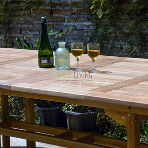 Mesa de Comedor Moderna de 8 Plazas con Tapa de Mármol y Madera de Teca Sólida, Patas de Metal, para Interiores, Exteriores, Jardín, Patio, Balcón, Restaurante - Product Image 2