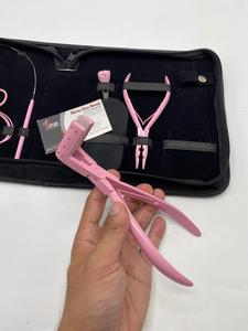 Kit de herramientas de extensión de cabello al por mayor de acero inoxidable sostenible Rosa bebé cinta profesional personalizada en alicates de extensión de cabello de prensa - Product Image 6
