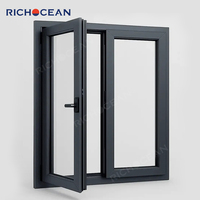 Ventanas Abatibles RICHOCEAN Modernas de Aluminio Negro, Eficiencia Energética, Doble Vidrio Templado, en Venta