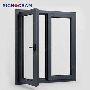 Fenêtres à battants en aluminium noir modernes RICHOCEAN, à double vitrage trempé, écoénergétiques, à vendre - Product Image 2