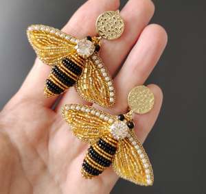 Pendientes Redondos de Diseño con Bordado Artesanal, Joyería Festiva para Mujer al Mejor Precio, Pendientes con Cuentas - Product Image 2