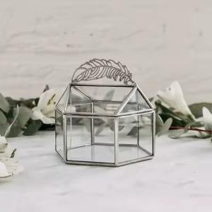 Modern Luxury Designer <b>Glass</b> Rectangle Jewelry <b>Box</b> with Gold Brass Elegant Decorative Ring Organizer - Product Image 6