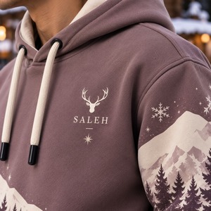 Christmas Inspired Custom Embroidered & Printed 100% Cotton Fleece Unisex Hoodies Winter Pullover Sweatshirt Wholesale OEM - Product Image 6