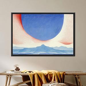 Modern Southwest Canvas Print: Abstract Sun & Mountain Art,1P:Black <b>Framed</b> - Product Image 1