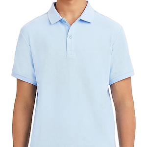 Chemise de golf pour homme 100 % fibre de bambou, anti-plis, brodée, tricotée, à manches courtes, style décontracté chic, avec détails boutonnés, couleur unie - Product Image 1