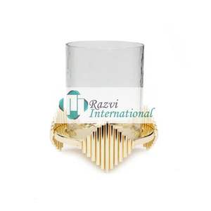 Bougeoirs en verre sur support floral doré 2 tailles Bougeoirs de nouvelle conception Bougeoir de style mariage de créateur de luxe - Product Image 4