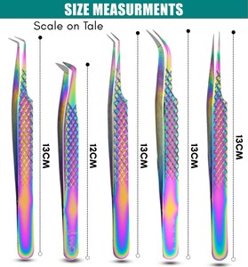 Pince à épiler professionnelle pour extensions de cils avec logo personnalisé, pointe en fibre pour volume, outil d'extension de cils à pointe fine pour usage en salon - Product Image 3