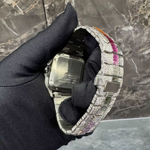 Mejore la moda Hip Hop Style Iced Out Luxury Acero inoxidable Cuarzo Multi Color Moissanite Diamond Crafted Watch para hombres y mujeres. - Product Image 4