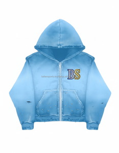 Sweat à capuche à fermeture éclair d'hiver épais de qualité supérieure 420 GSM polaire lourde douce brossée à l'intérieur de couleur dégradé rouge avec logo personnalisé sweats à capuche de base - Product Image 5