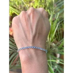 925 Silver Fashion Tennis <b>Bracelet</b> with Blue Sapphire Elegant and Luxurious Accessory - Product Image 2