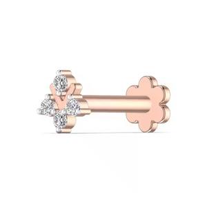 Delicate 0.039CT Brilliant Round Cut Diamond <b>Nose</b> Pin 14KT Rose <b>Gold</b> Casual Wear and Wedding Gift Fine Jewelry for Women - Product Image 1