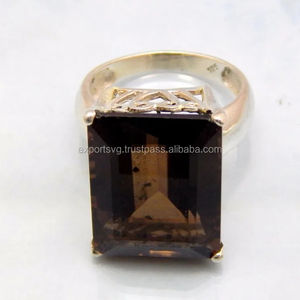 Adorable bague de mariage classique en quartz fumé, argent sterling 925, haute qualité, pour femmes - Product Image 1