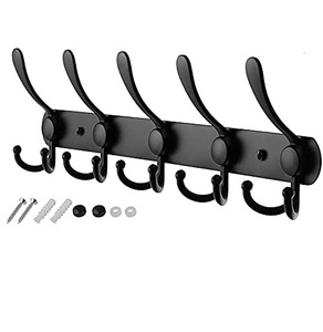Wall Mount Steel Clothing <b>Hooks</b> Hanger <b>Rails</b> Heavy Duty <b>Coat</b> Clothes <b>Hooks</b> For Towel Hat Robes Bedroom Office Bathroom Entryway - Product Image 1