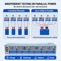 Heltec - Probador de Celdas de Batería de 4 Canales y 50A, 0.3-5V, Analizador Integrado de Carga y Descarga para Laboratorios de Investigación y Proyectos DIY