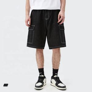 Streetwear Casual Blank Loose <b>Men</b> <b>Jean</b> <b>Short</b> Custom logo Contrast Stitching Solid Baggy Denim <b>Shorts</b> <b>Men</b> Hiphop Jorts <b>for</b> <b>Men</b> - Product Image 5